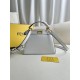 FENDI TIMELESS Peekaboo ISeeU Petite White Calfskin Leather Bag