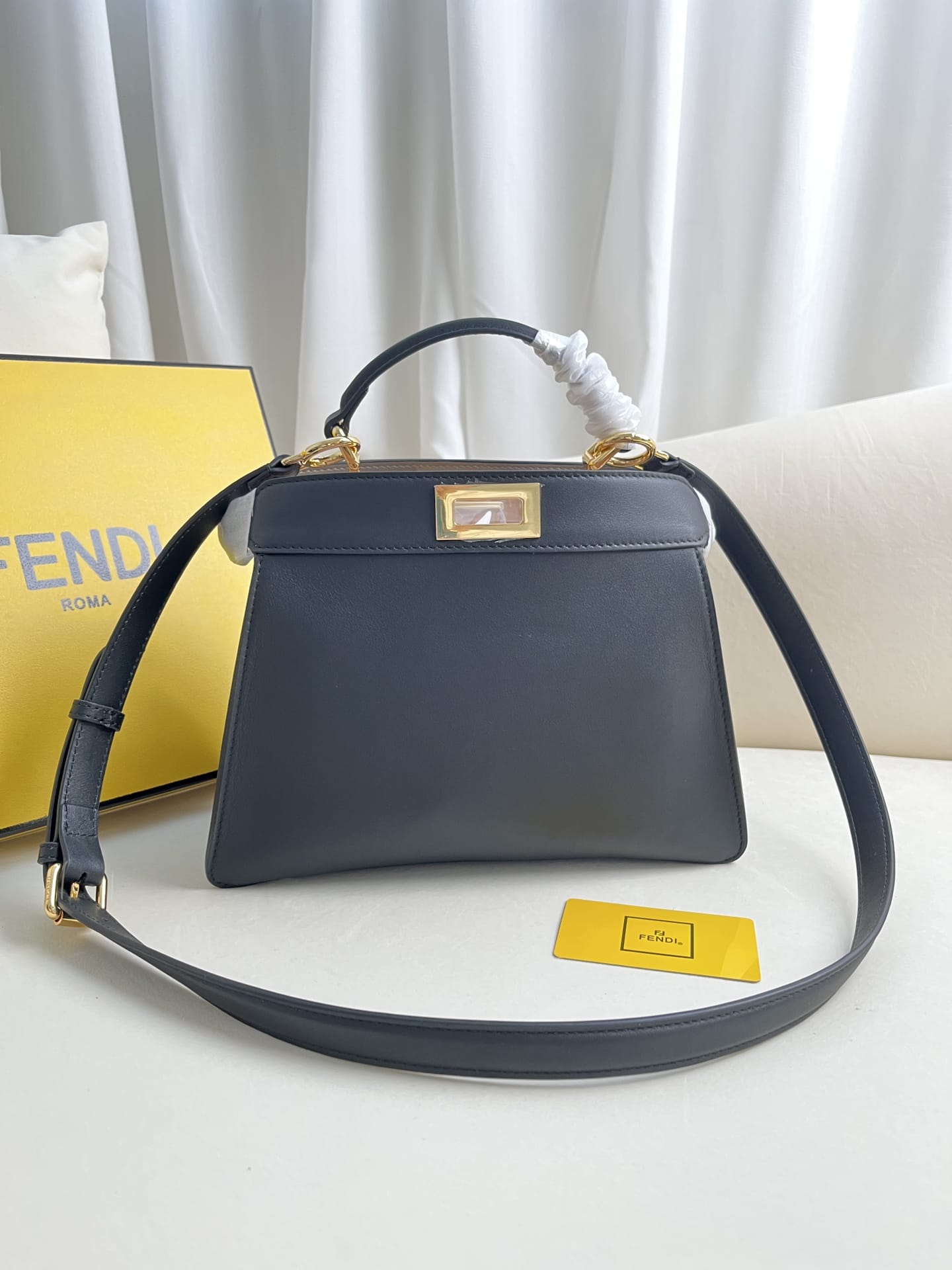 FENDI TIMELESS Peekaboo ISeeU Small Black Calfskin Bag