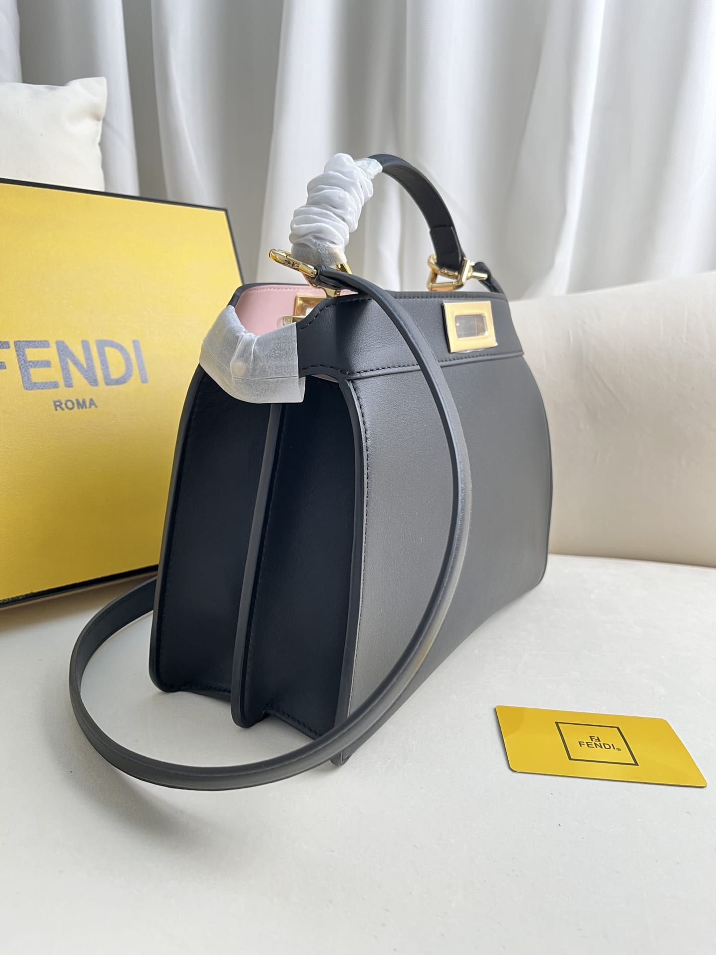 FENDI TIMELESS Peekaboo ISeeU Small Black Calfskin Bag