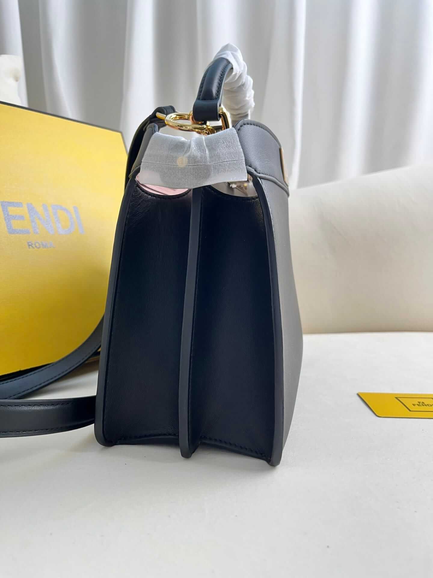 FENDI TIMELESS Peekaboo ISeeU Small Black Calfskin Bag