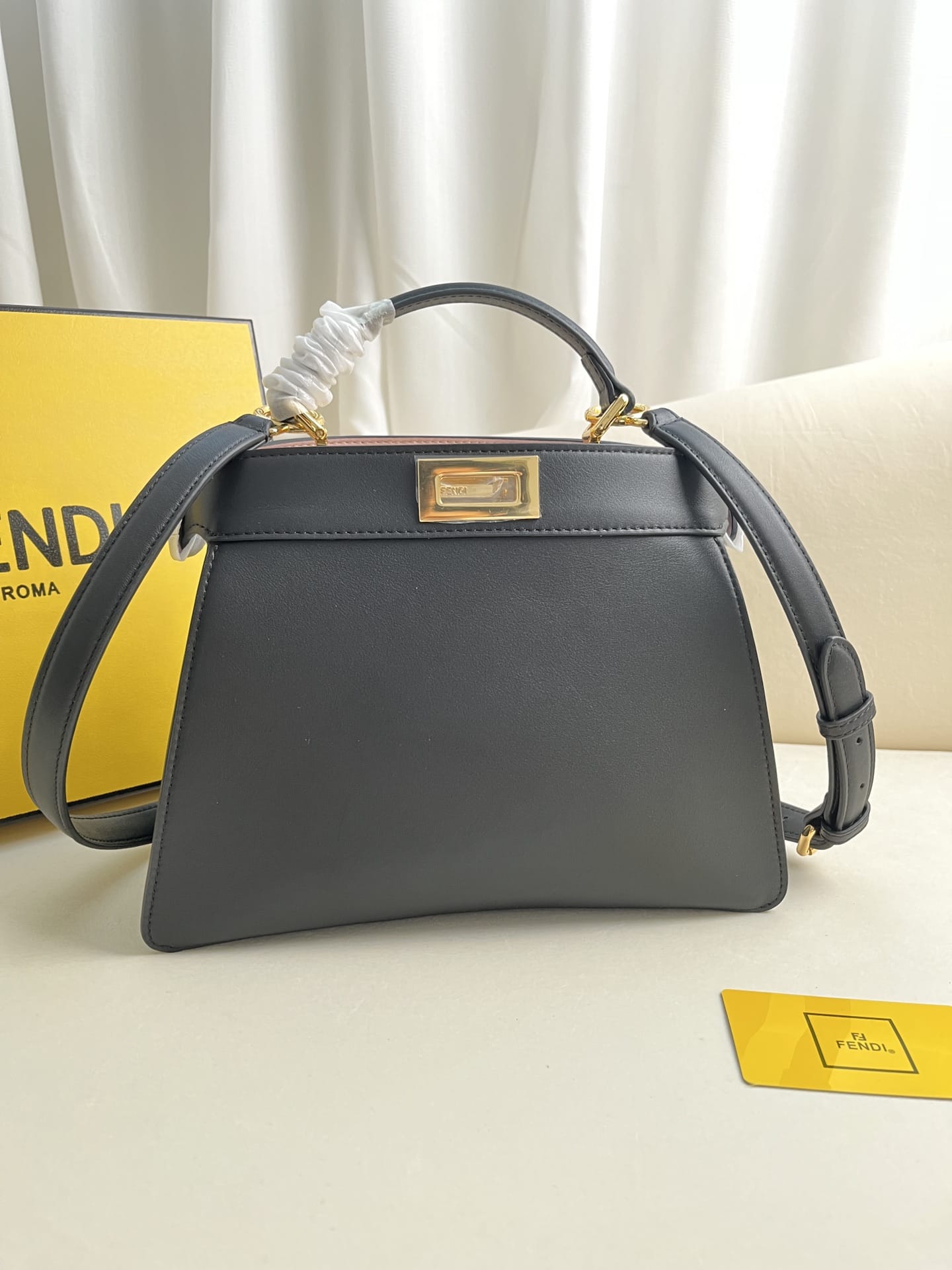 FENDI TIMELESS Peekaboo ISeeU Small Black Calfskin Bag