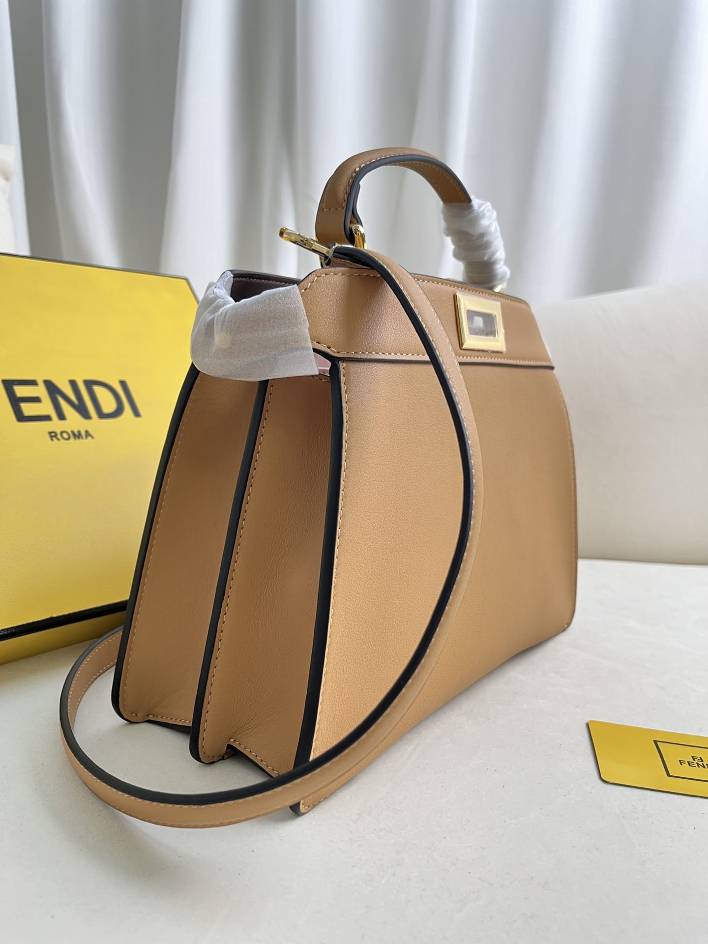 FENDI TIMELESS Peekaboo ISeeU Small Brown Calfskin Bag