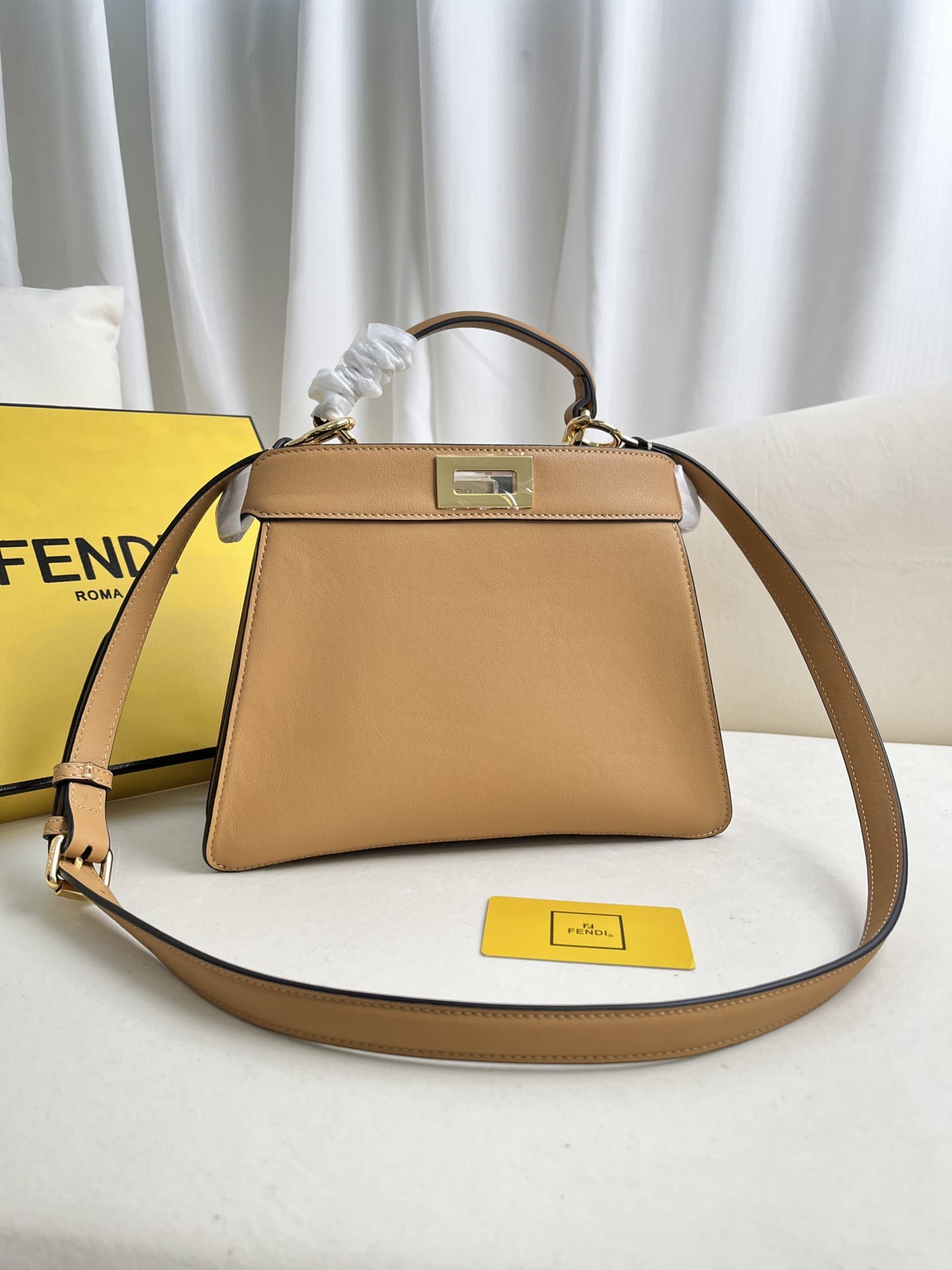 FENDI TIMELESS Peekaboo ISeeU Small Brown Calfskin Bag