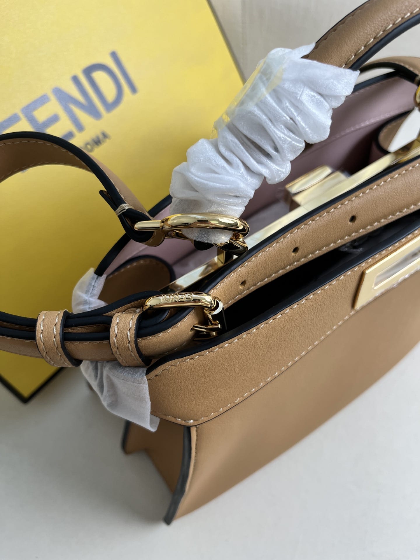 FENDI TIMELESS Peekaboo ISeeU Small Brown Calfskin Bag