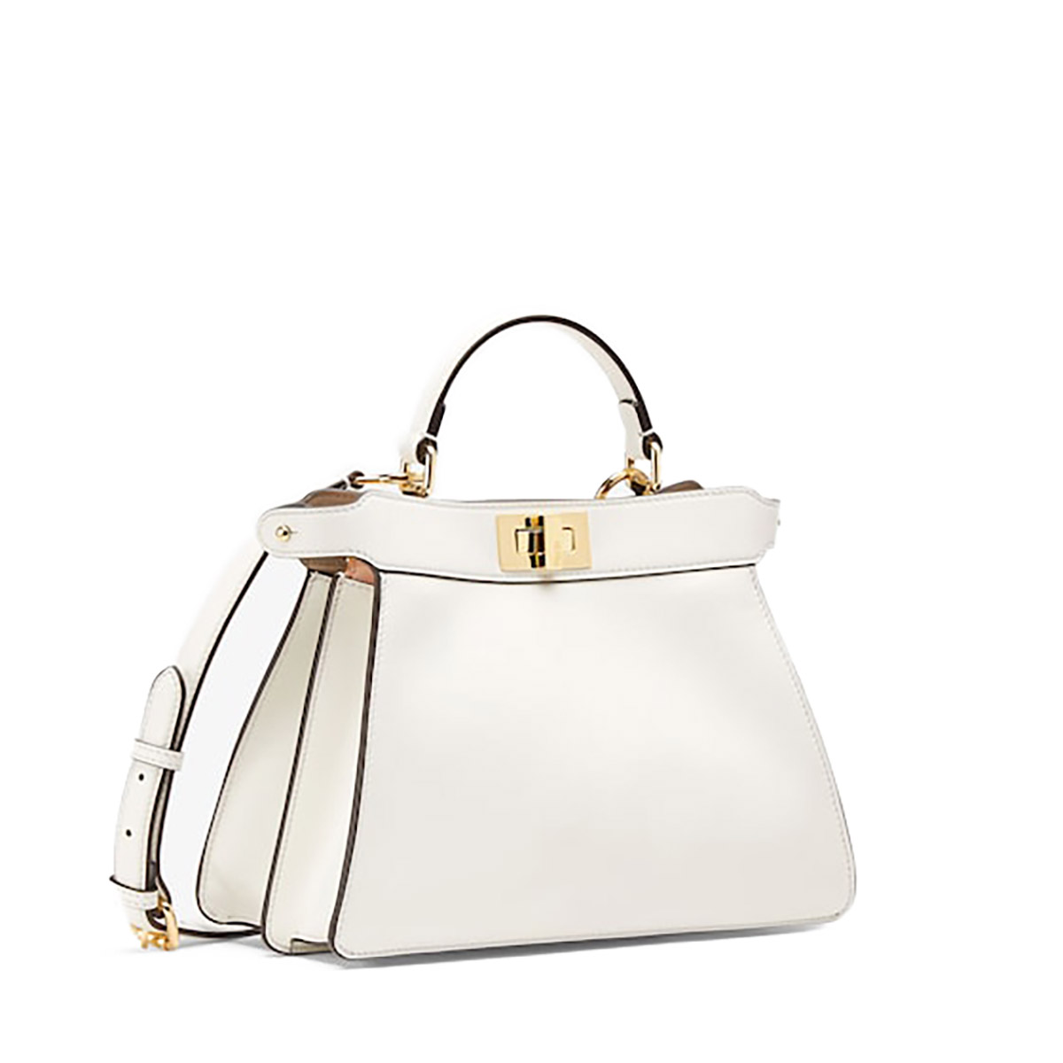 FENDI TIMELESS Peekaboo ISeeU Small White Calfskin Bag