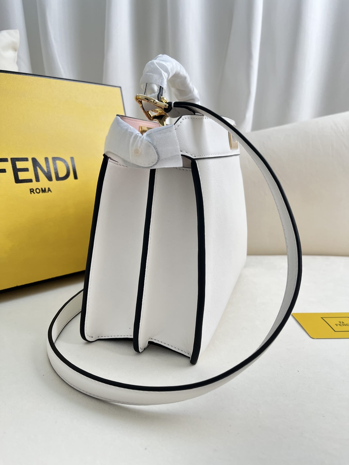 FENDI TIMELESS Peekaboo ISeeU Small White Calfskin Bag