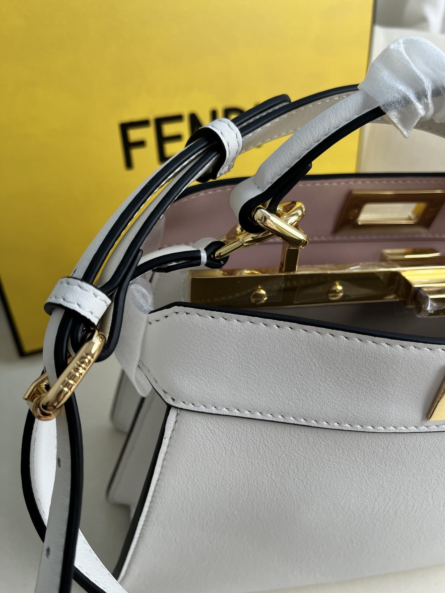 FENDI TIMELESS Peekaboo ISeeU Small White Calfskin Bag