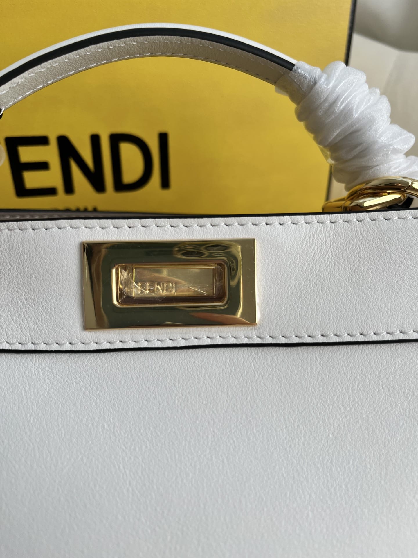 FENDI TIMELESS Peekaboo ISeeU Small White Calfskin Bag