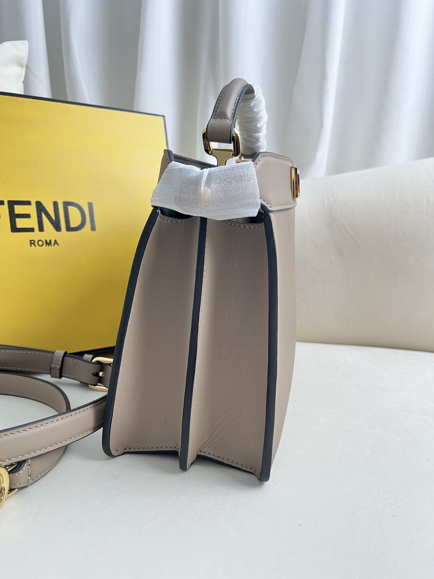 FENDI TIMELESS Peekaboo ISeeU Small Dove Gray Calfskin Bag