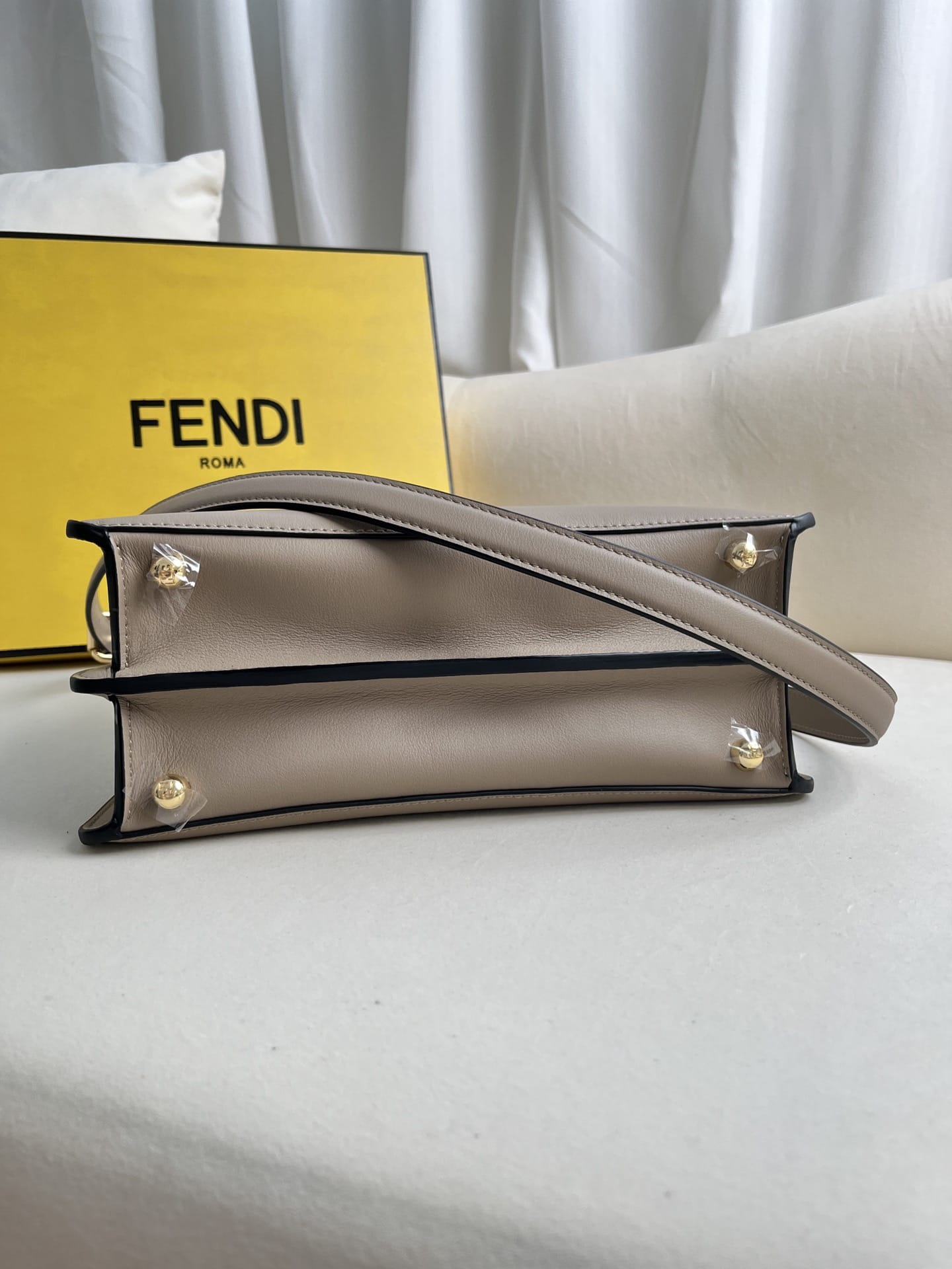 FENDI TIMELESS Peekaboo ISeeU Small Dove Gray Calfskin Bag