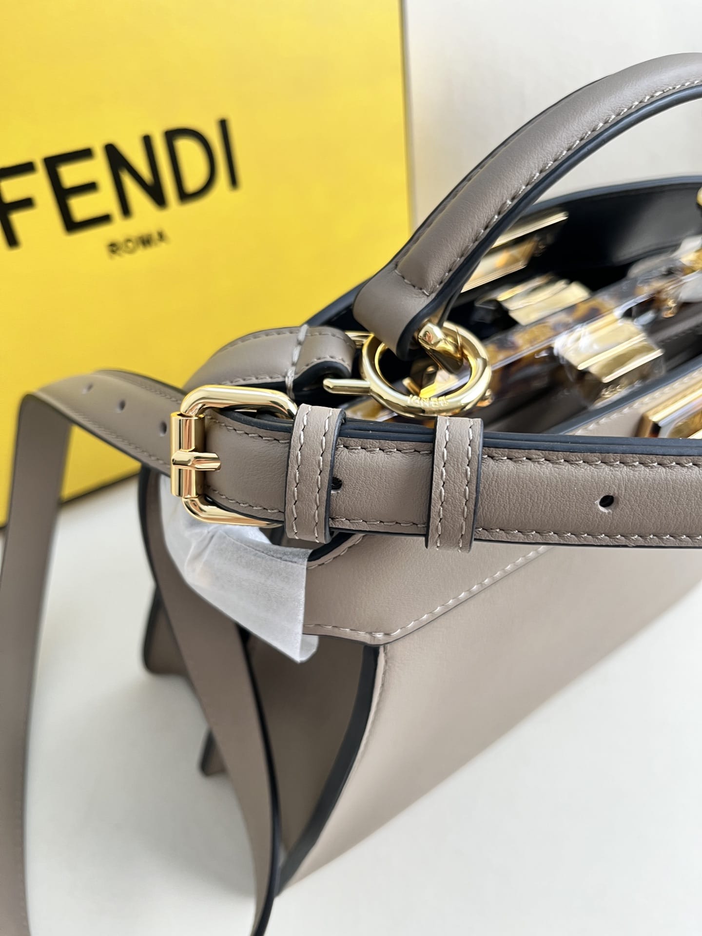 FENDI TIMELESS Peekaboo ISeeU Small Dove Gray Calfskin Bag