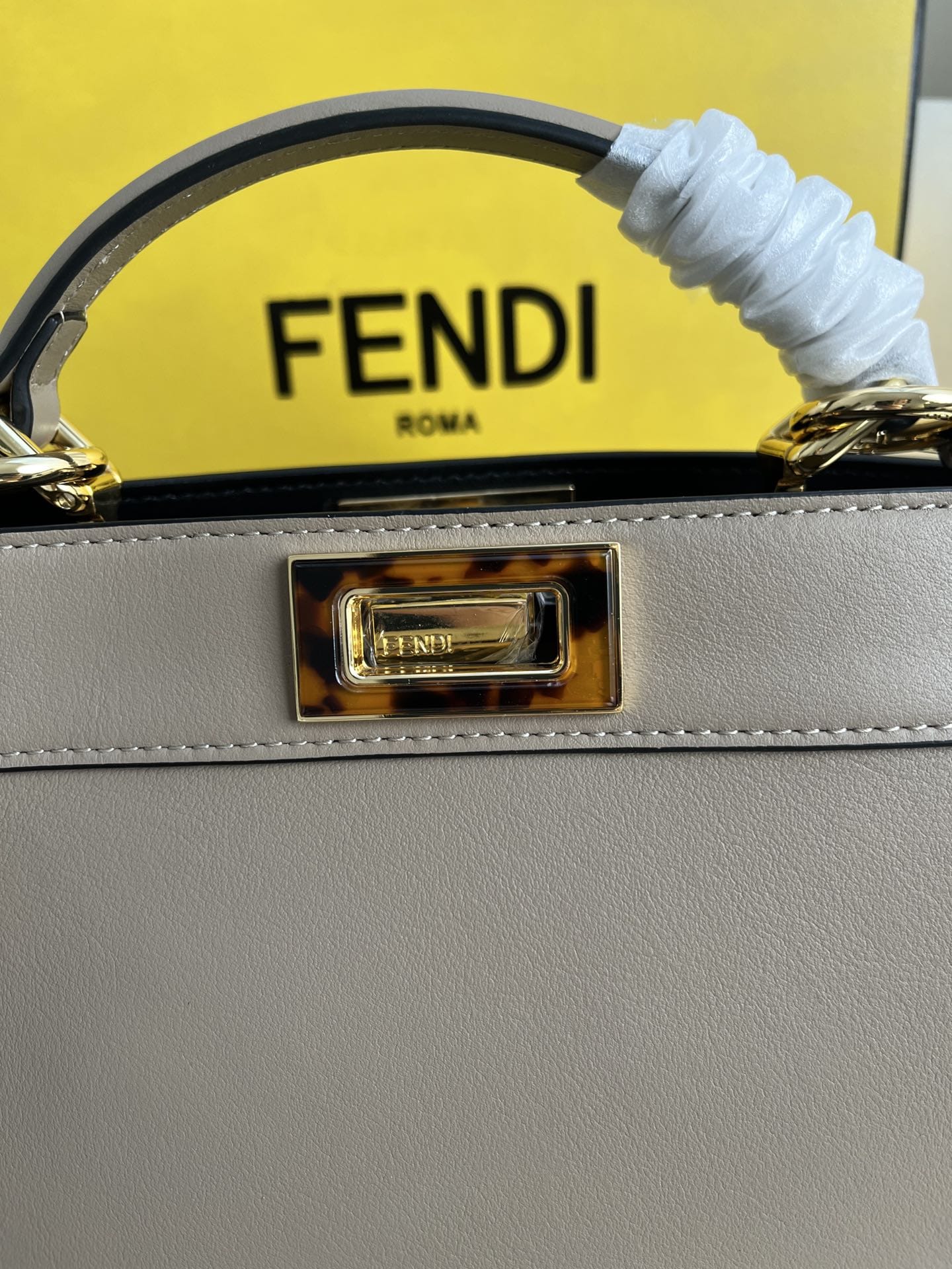 FENDI TIMELESS Peekaboo ISeeU Small Dove Gray Calfskin Bag