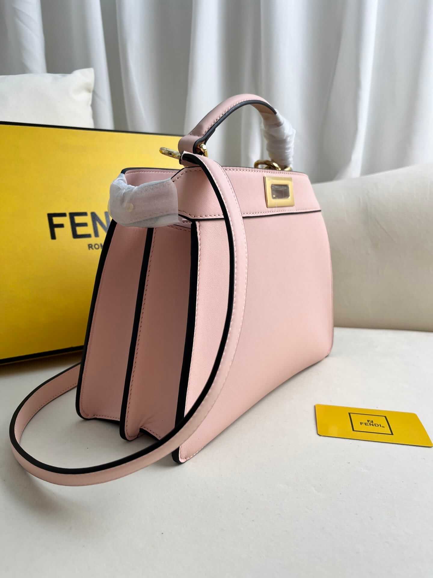 FENDI TIMELESS Peekaboo ISeeU Small Pink Calfskin Bag