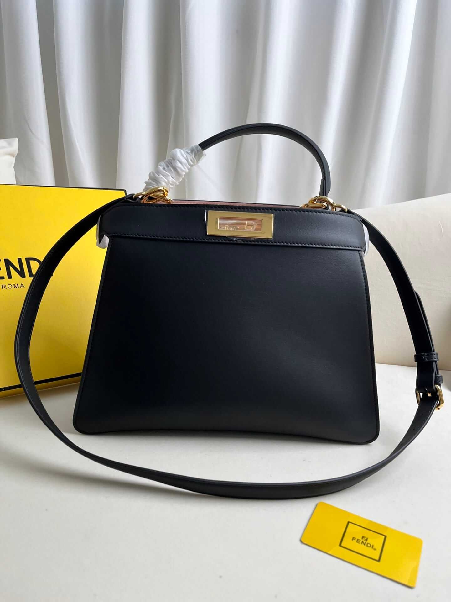 FENDI TIMELESS Peekaboo ISeeU Medium Black Calfskin Bag