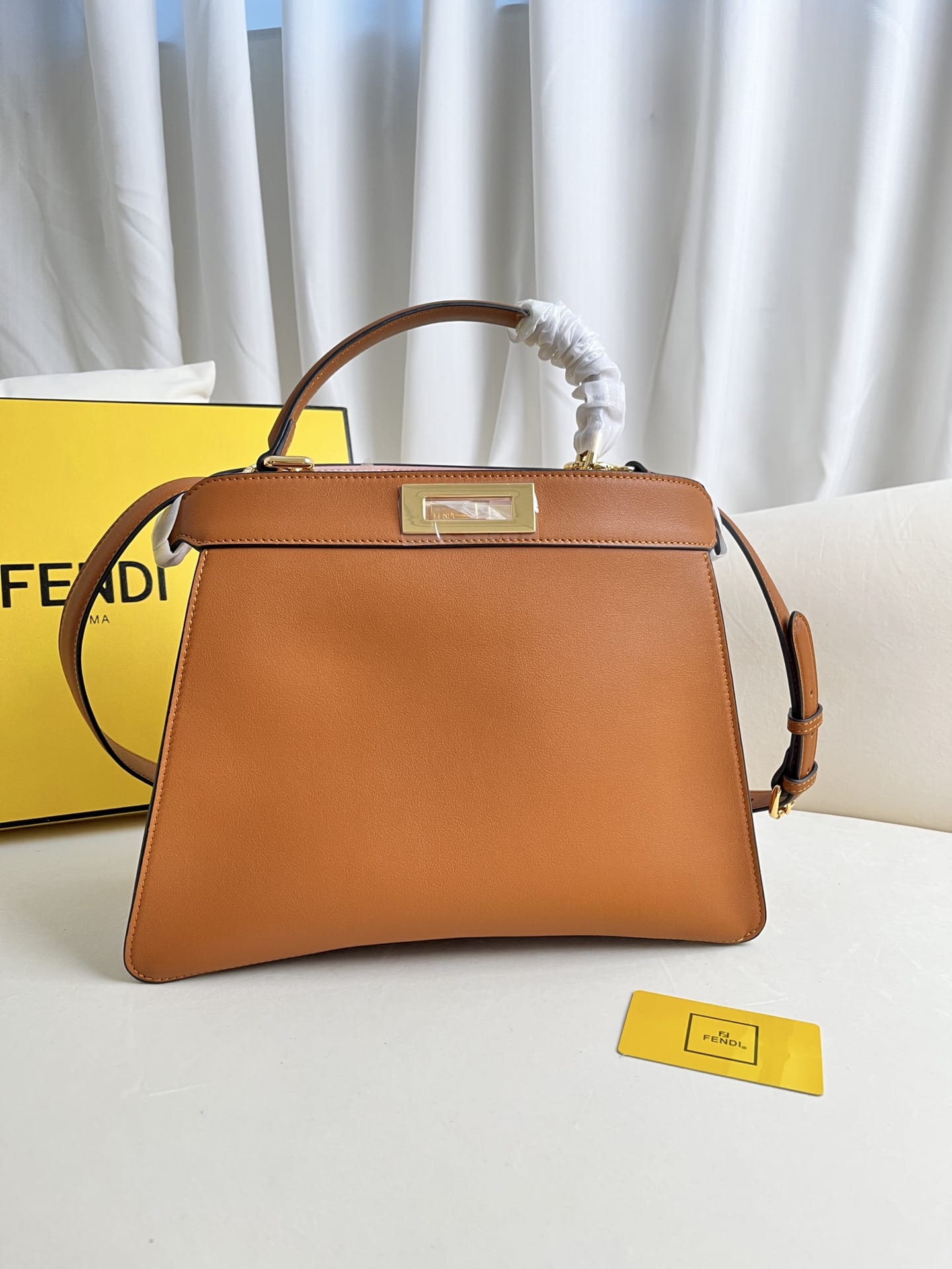 FENDI TIMELESS Peekaboo ISeeU Medium Brown Calfskin Bag