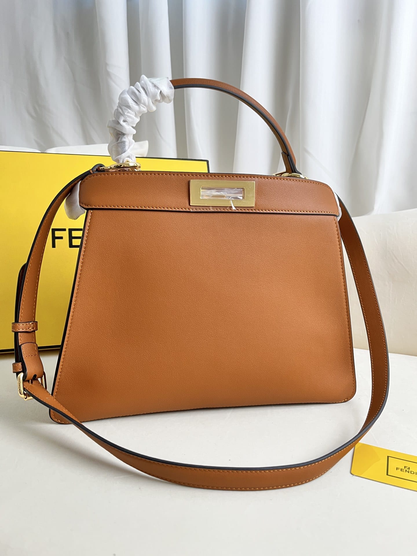 FENDI TIMELESS Peekaboo ISeeU Medium Brown Calfskin Bag