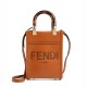 FENDI Mini Sunshine Shopper Brown Leather Bag