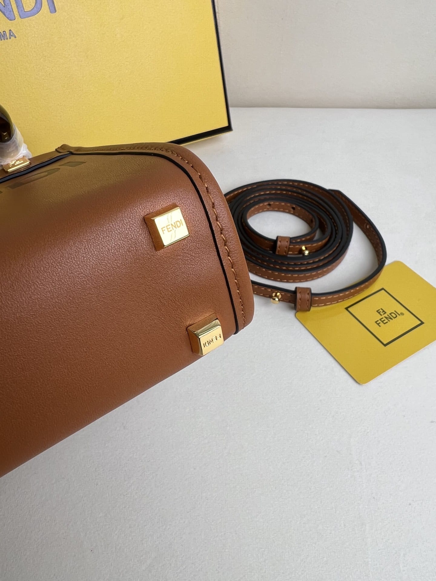 FENDI Mini Sunshine Shopper Brown Leather Bag