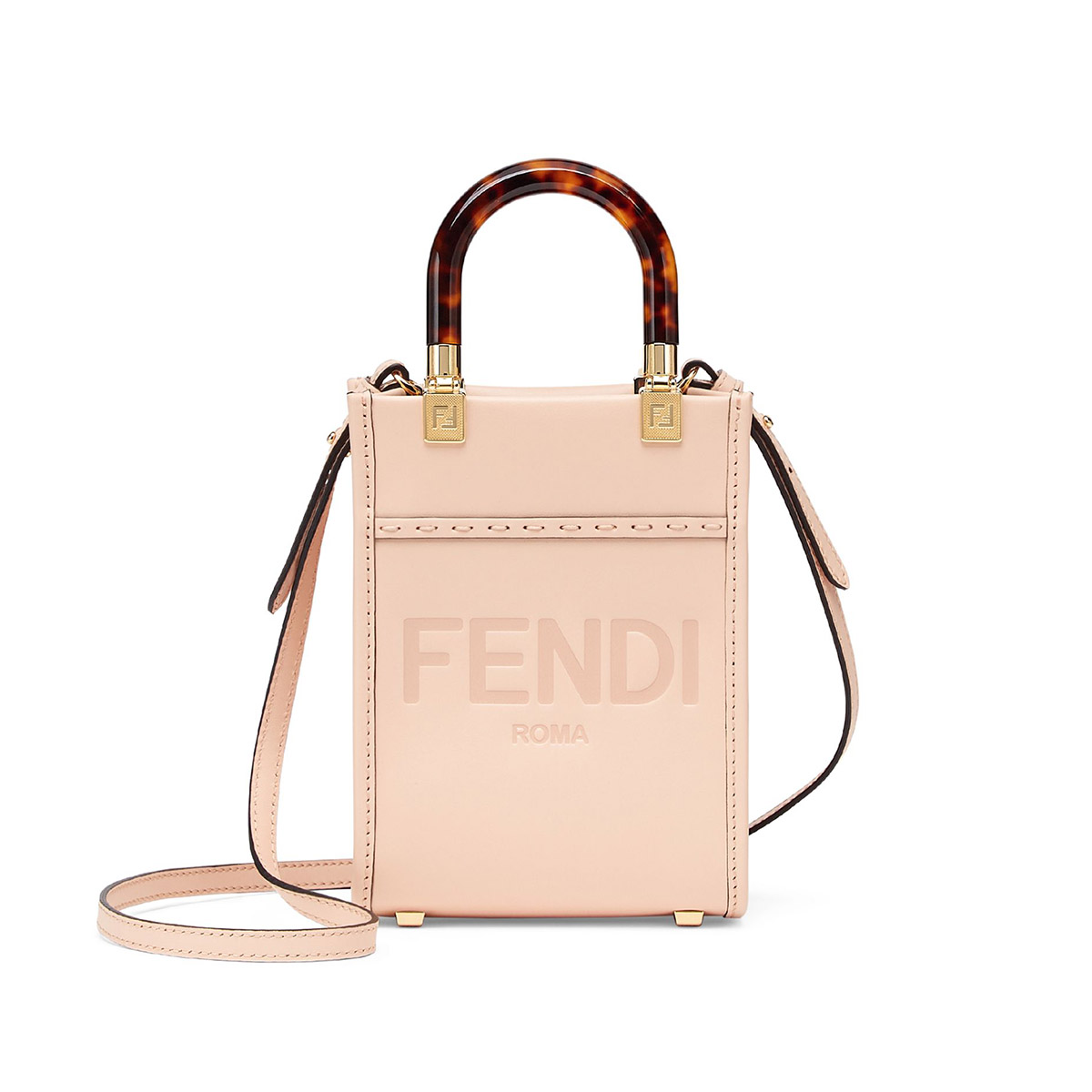 FENDI Mini Sunshine Shopper Pink Leather Bag