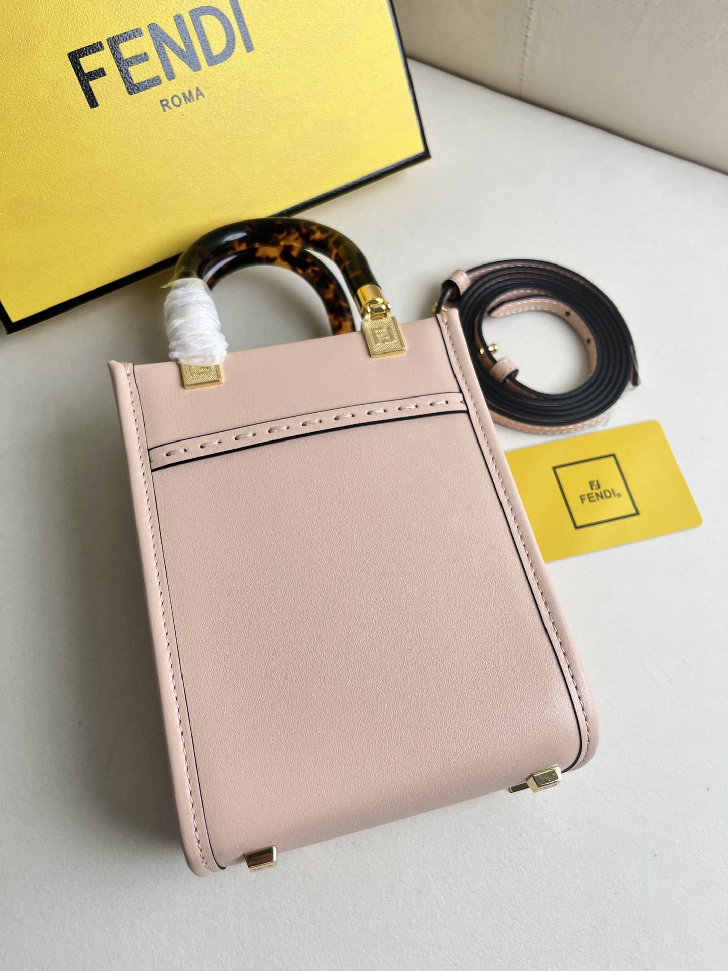 FENDI Mini Sunshine Shopper Pink Leather Bag