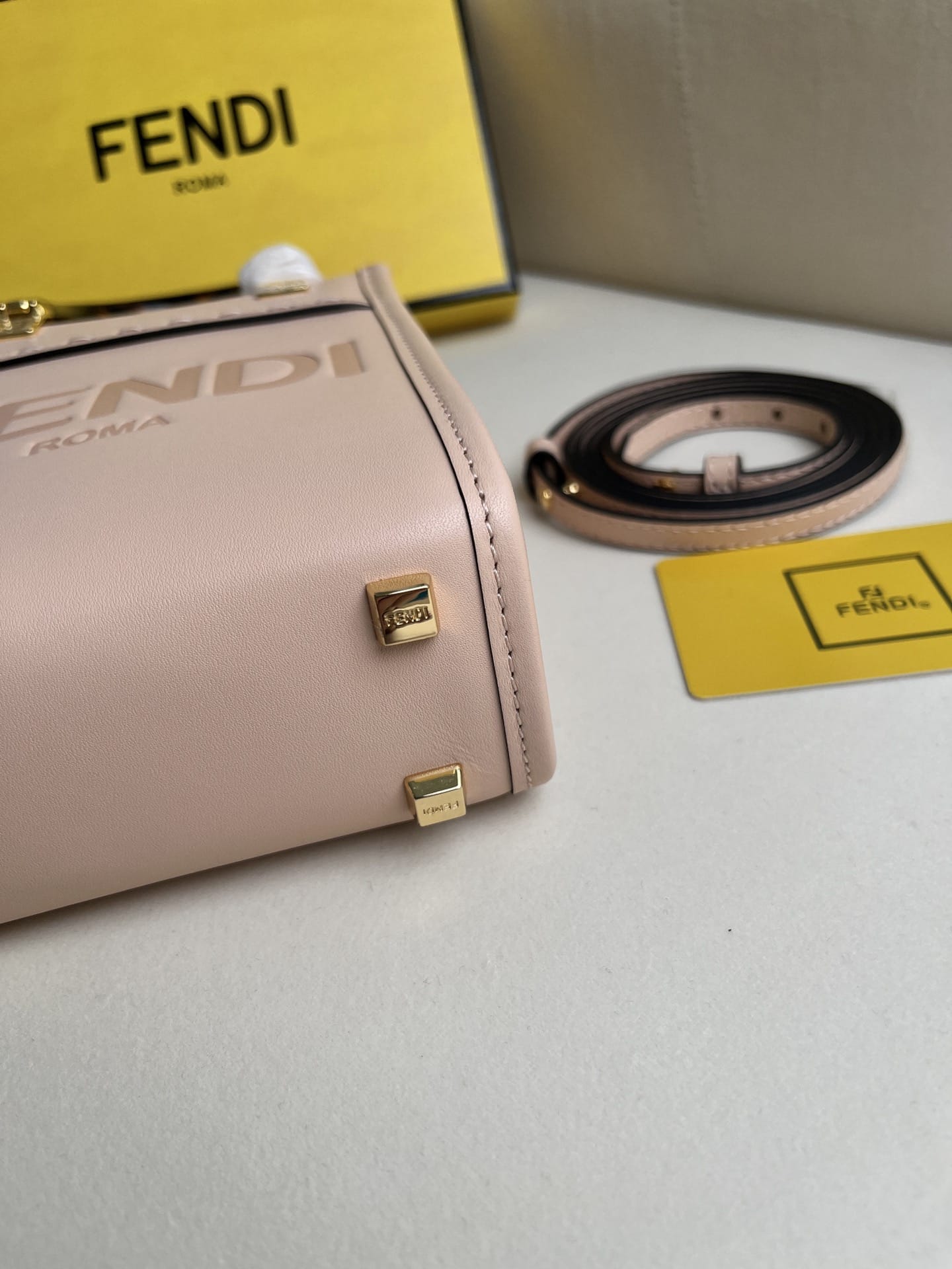 FENDI Mini Sunshine Shopper Pink Leather Bag