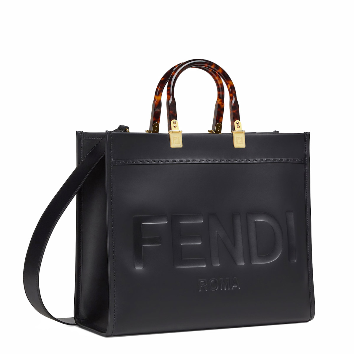 FENDI TIMELESS Sunshine Medium Black Calfskin Bag