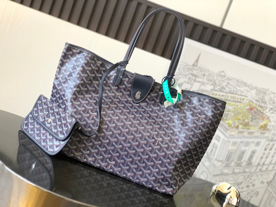 GOYARD Saint Louis PM Tote Bag - Navy Blue