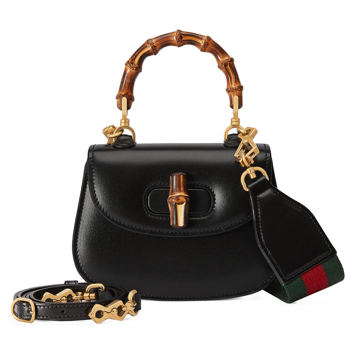 GUCCI Bamboo 1947 Mini Top Handle Bag - Black Leather