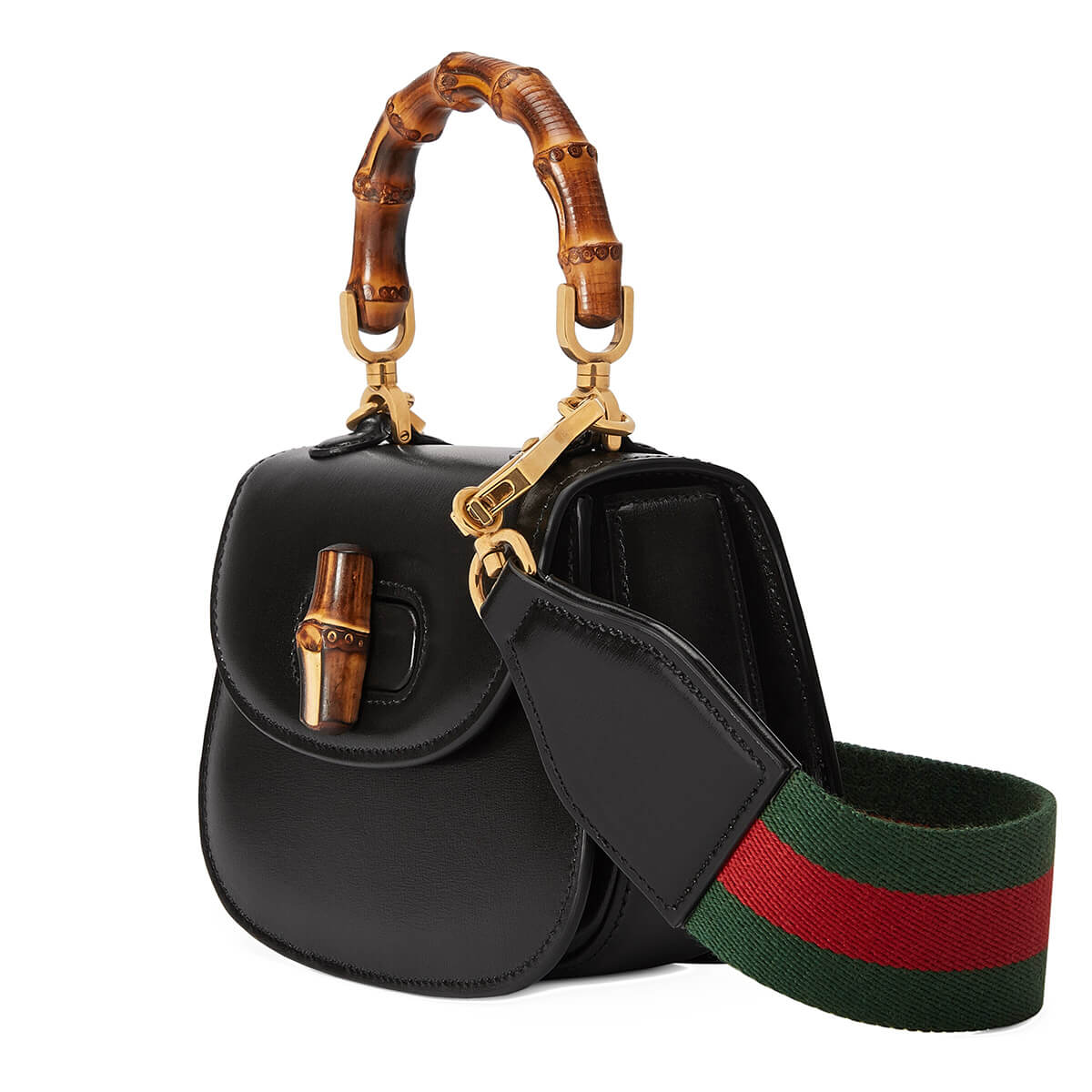 GUCCI Bamboo 1947 Mini Top Handle Bag - Black Leather