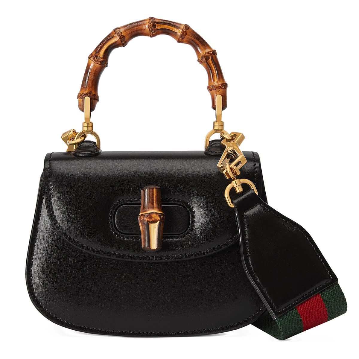 GUCCI Bamboo 1947 Mini Top Handle Bag - Black Leather