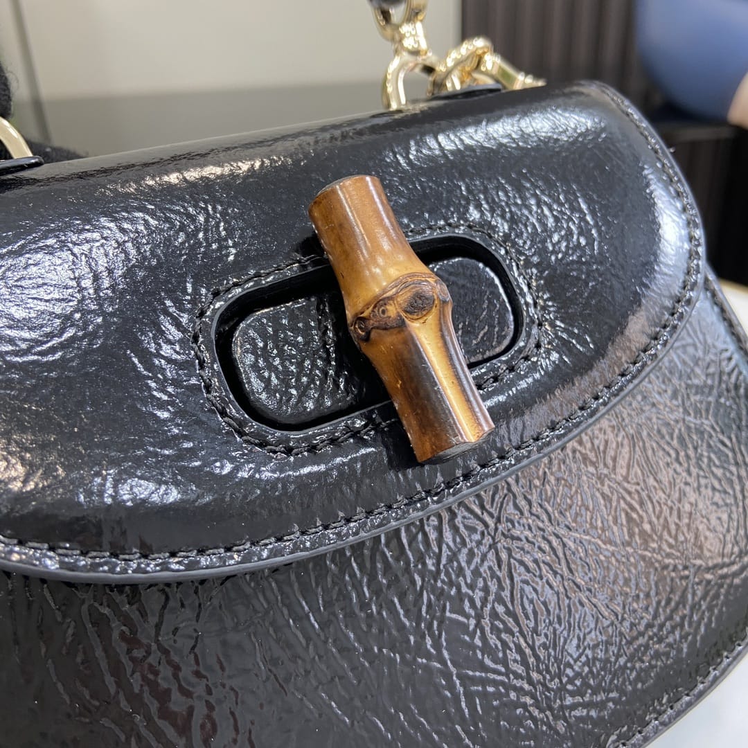 GUCCI Bamboo 1947 Mini Top Handle Bag - Black Leather