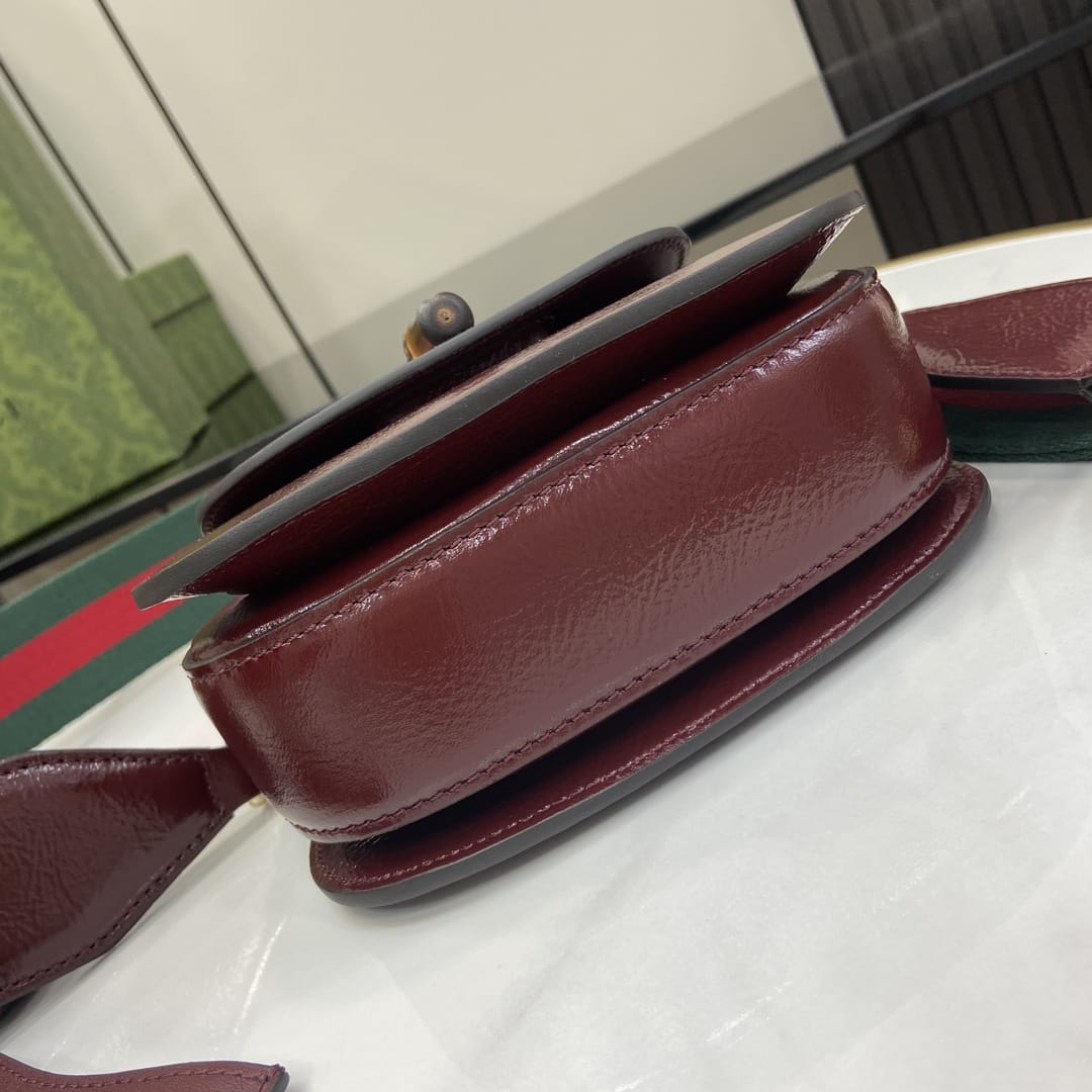 GUCCI Bamboo 1947 Mini Top Handle Bag - Red Leather