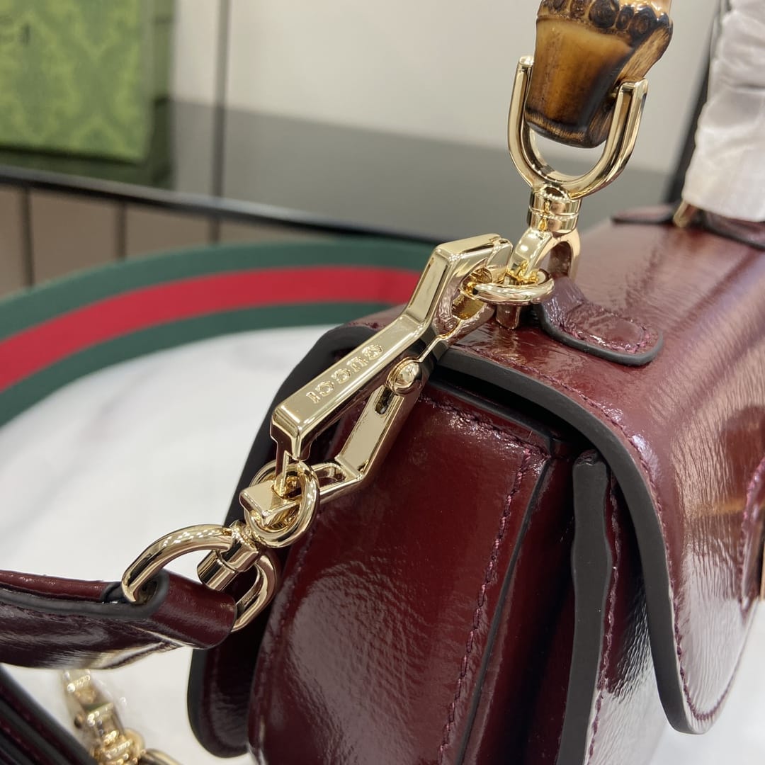 GUCCI Bamboo 1947 Mini Top Handle Bag - Red Leather