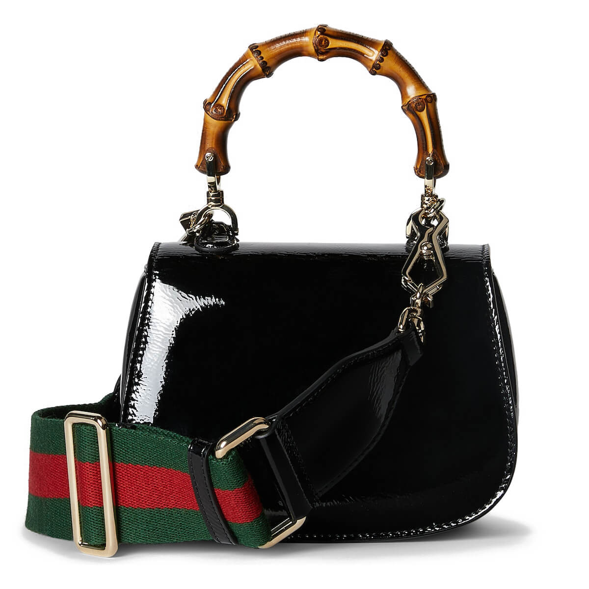 GUCCI Bamboo 1947 Mini Top Handle Bag with GUCCI Logo - Black Leather