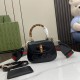 GUCCI Bamboo 1947 Mini Top Handle Bag with GUCCI Logo - Black Leather