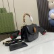 GUCCI Bamboo 1947 Mini Top Handle Bag with GUCCI Logo - Black Leather