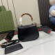 GUCCI Bamboo 1947 Mini Top Handle Bag with GUCCI Logo - Black Leather