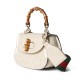 GUCCI Bamboo 1947 Mini Top Handle Bag with GUCCI Logo - White Leather