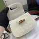 GUCCI Bamboo 1947 Mini Top Handle Bag with GUCCI Logo - White Leather