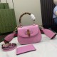 GUCCI Bamboo 1947 Mini Top Handle Bag with GUCCI Logo - Pink Leather