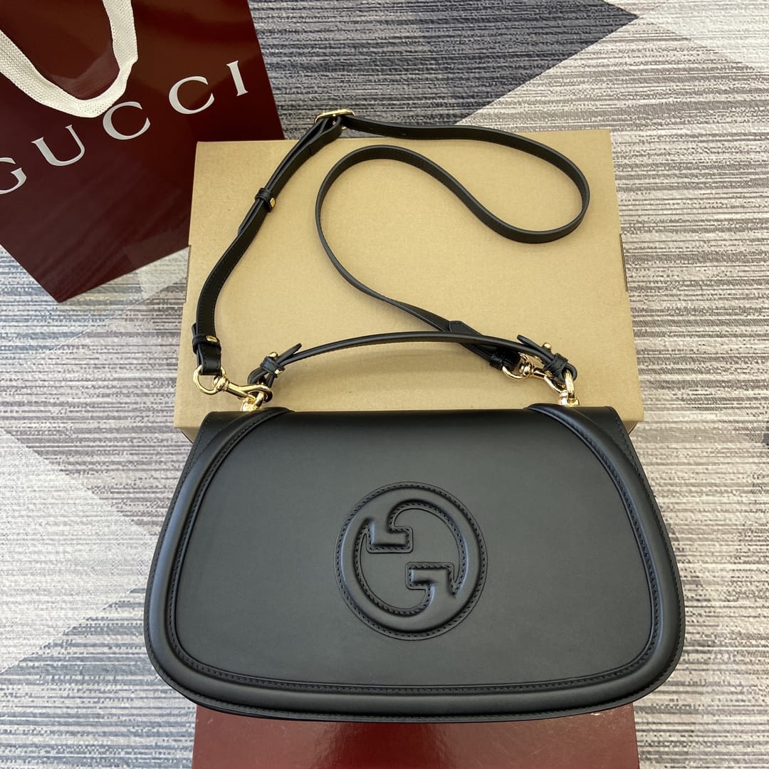 GUCCI Blondie Medium Top Handle Bag - Black Leather