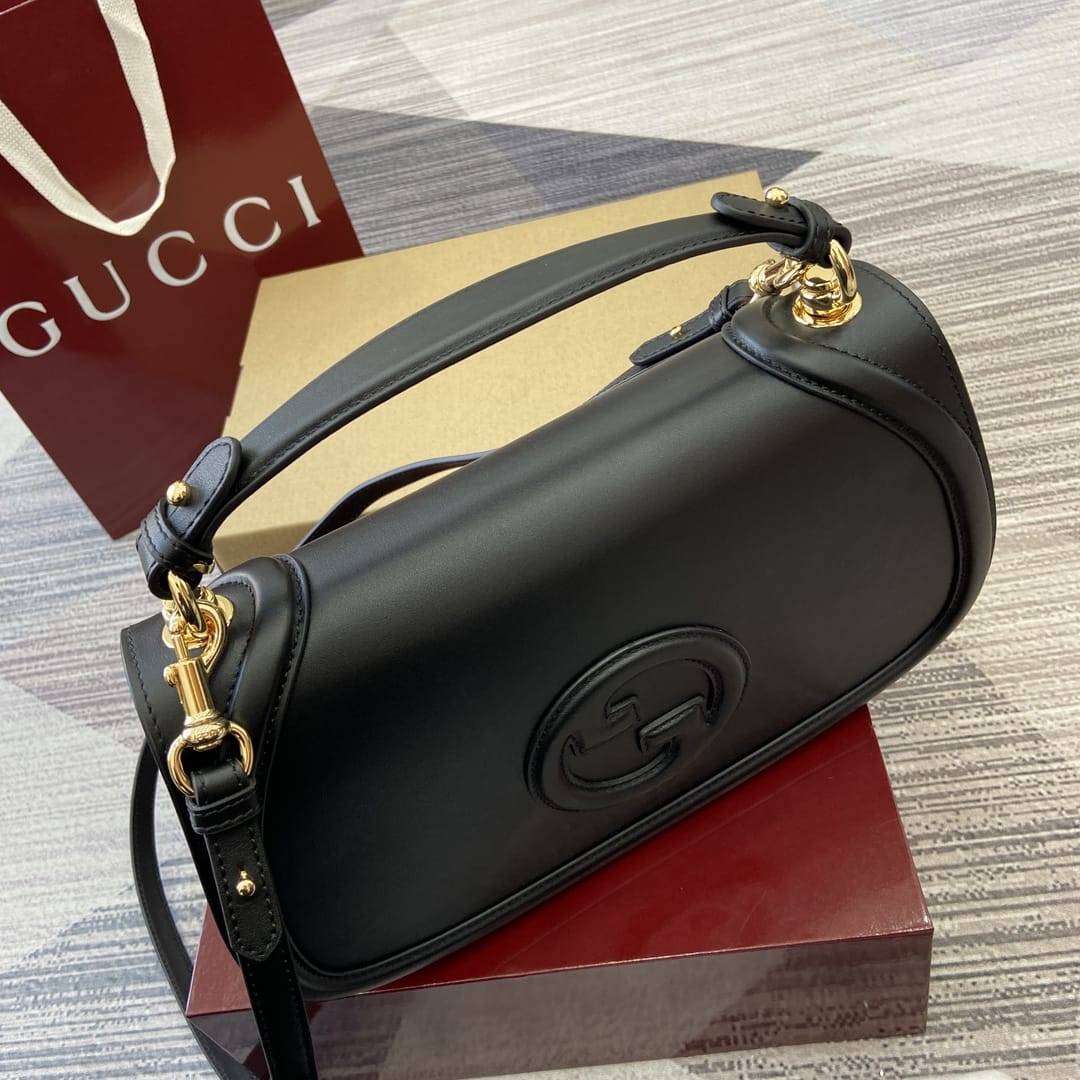 GUCCI Blondie Medium Top Handle Bag - Black Leather