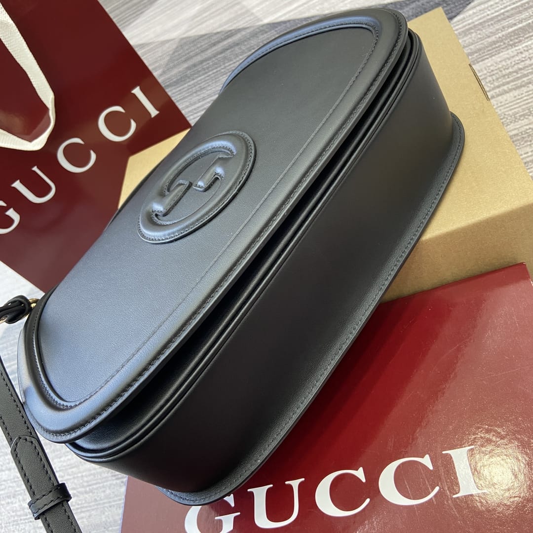 GUCCI Blondie Medium Top Handle Bag - Black Leather