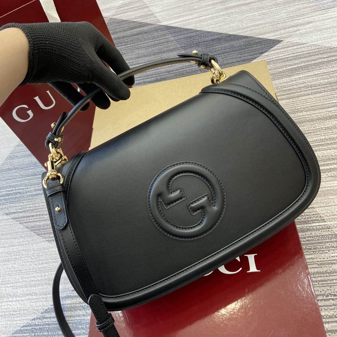 GUCCI Blondie Medium Top Handle Bag - Black Leather