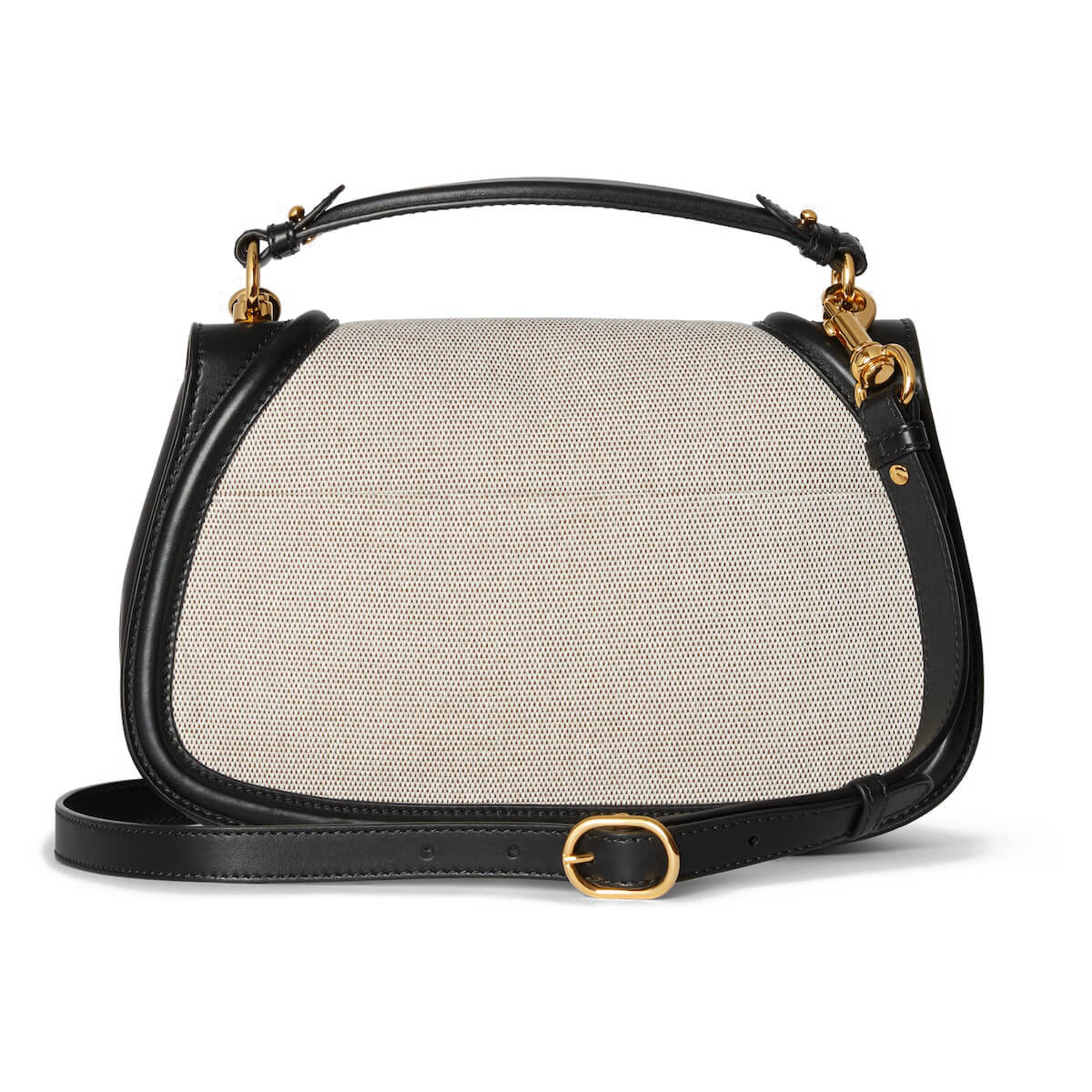 GUCCI Blondie Medium Top Handle Bag - Natural Canvas & Black Leather