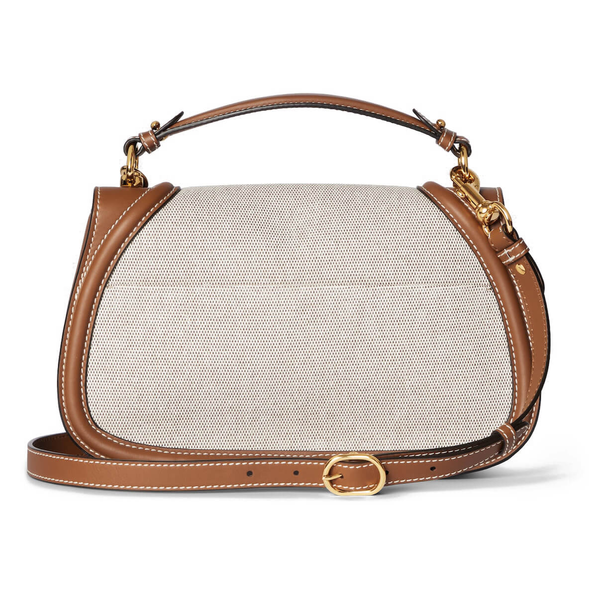 GUCCI Blondie Medium Top Handle Bag - Natural Canvas & Brown Leather