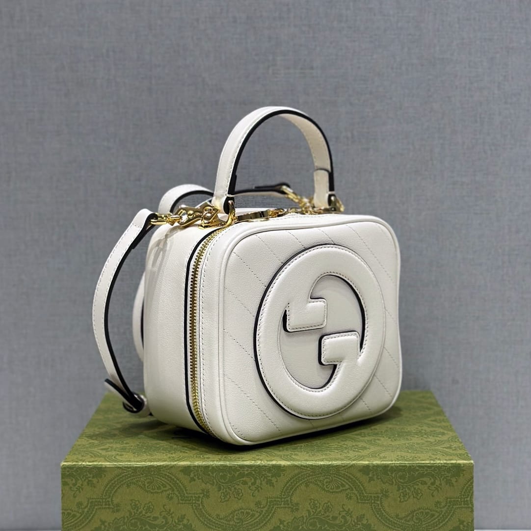 GUCCI Blondie Small Top Handle Bag - White Leather