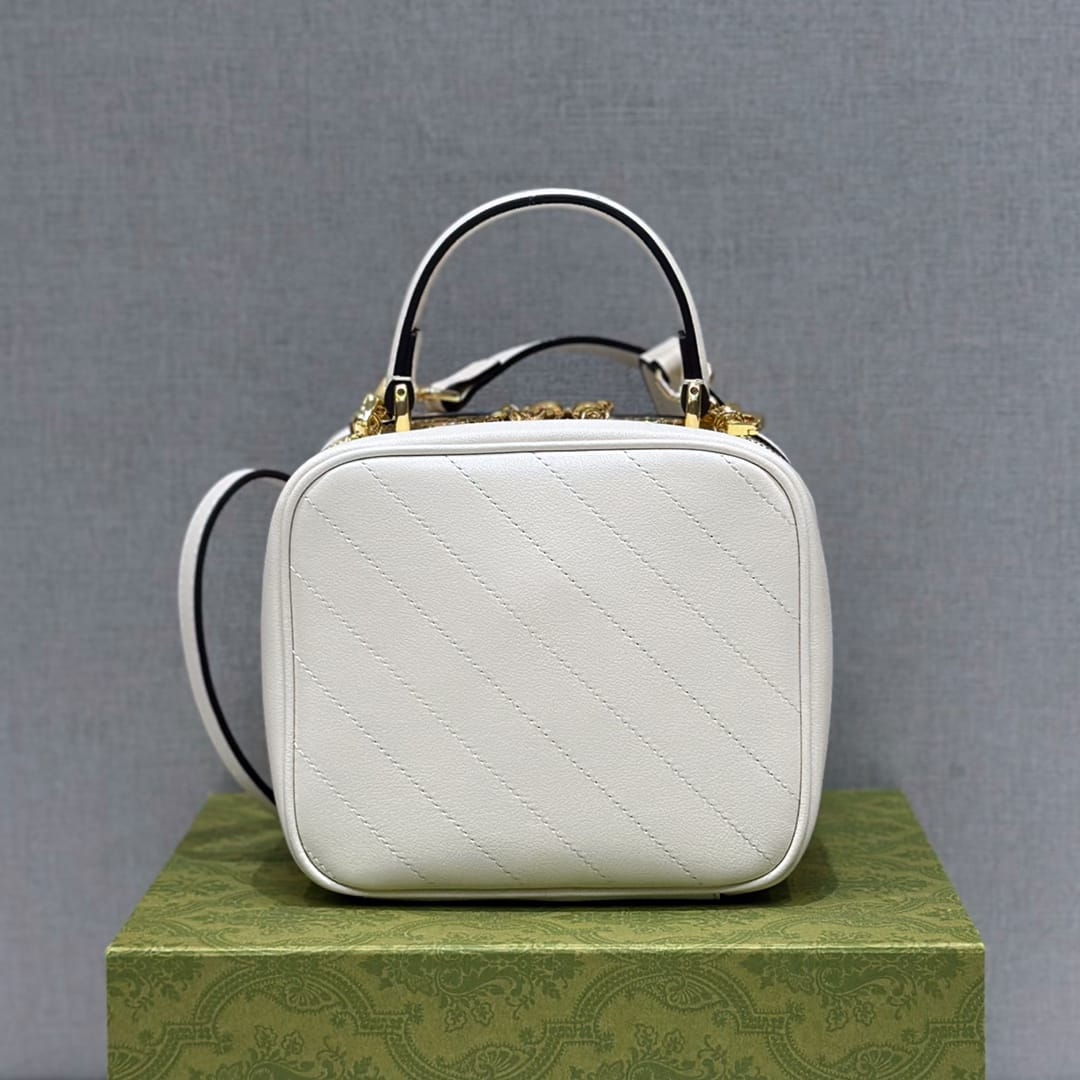 GUCCI Blondie Small Top Handle Bag - White Leather