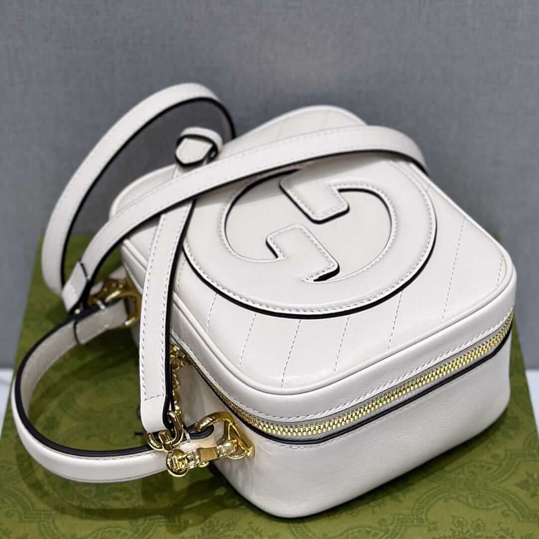 GUCCI Blondie Small Top Handle Bag - White Leather