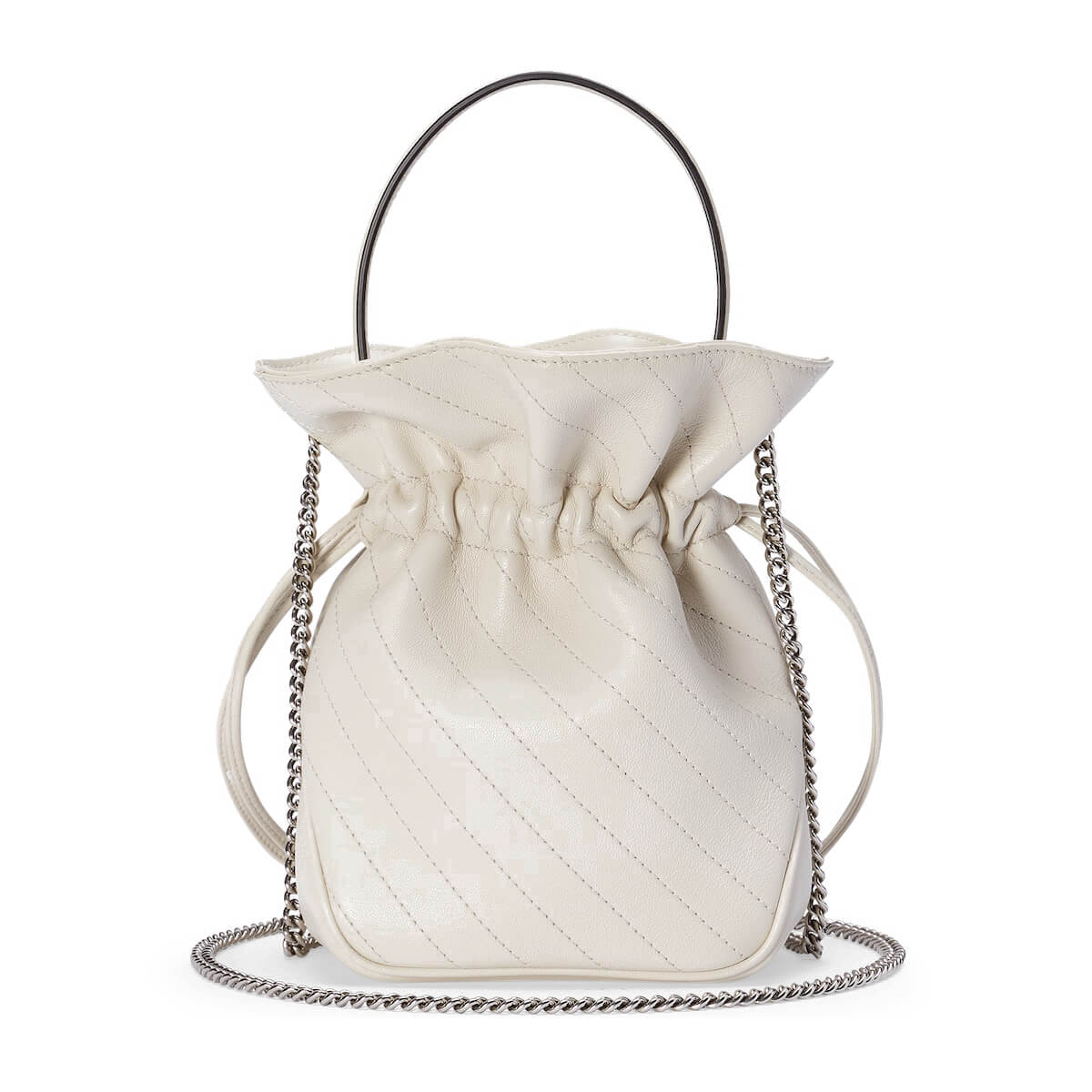 GUCCI Blondie Mini Bucket Bag - White Leather